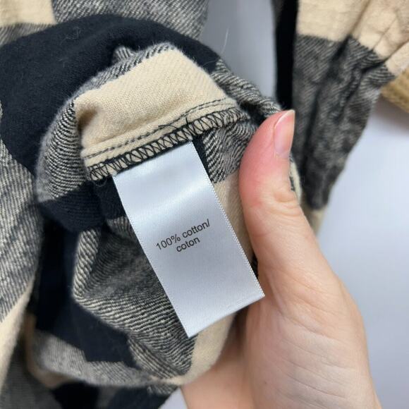 Maurices Black Beige Cotton Button Front Plaid Flannel Shirt Plus Size XXL - Picture 6 of 6